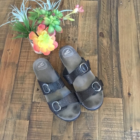 DANSKO Sophie Iridescent Shimmer Buckle Clogs Size 38 - Picture 1 of 8